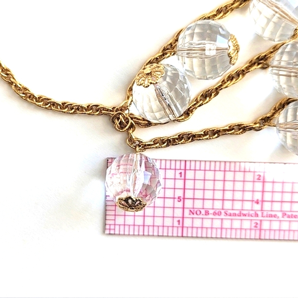 Kate Spade Chunky Statement Necklace Clear Faceted Globe Pendants Three Tiers - Picture 8 of 10